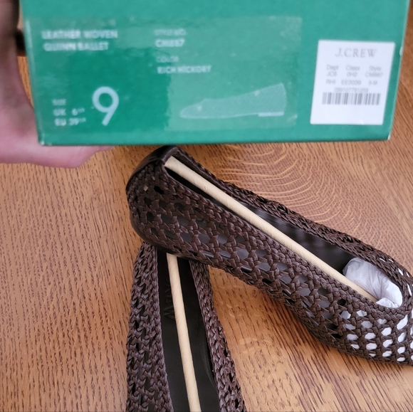 J. Crew Leather Woven Quinn Ballet Flat - Rich Hickory - Picture 11 of 11